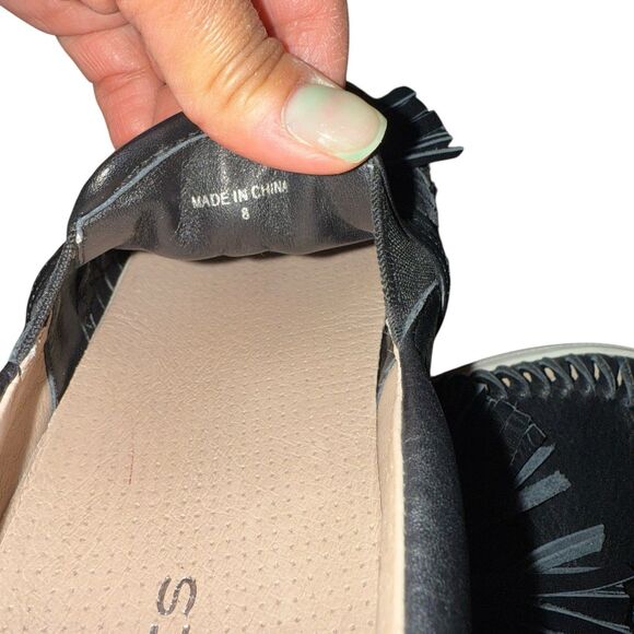 J/Slides Shoes Women Size 8 Aztec Black Platform Leather Slip-On Sneakers - Picture 5 of 6